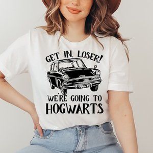Harry Potter Shirt, Get In Loser We're Going To Hogwart Shirt, Wizard Flying Car